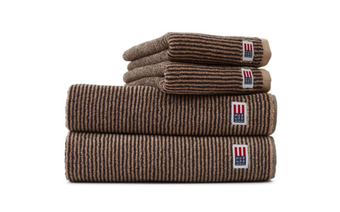 Original Towel Handduk Striped Tan/Dark Gray