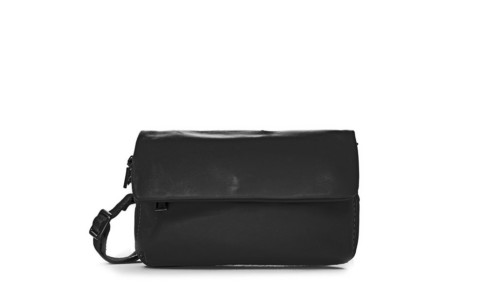 Small Leather Nylon Bag Axelremsväska Black