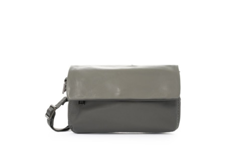 Small Leather Nylon Bag Axelremsväska Grey