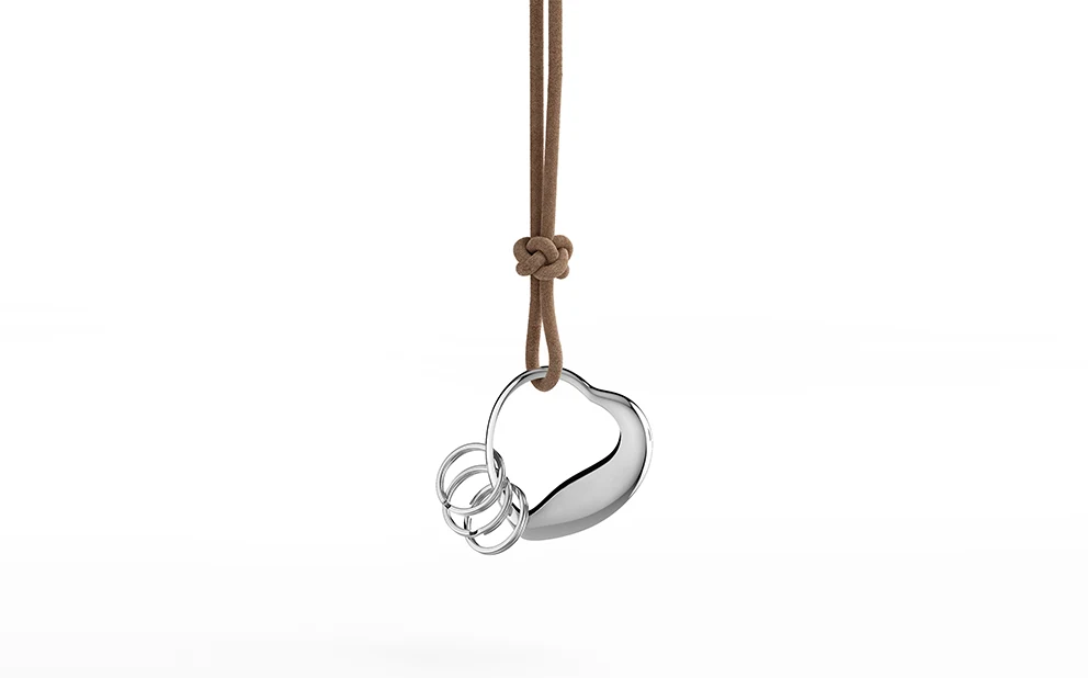 Heart Nyckelring Stål/Brunt Läder