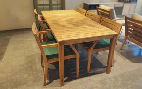 Utemöbler Matgrupp Gunnaröd 200×90 Teak + 6 stolar Stockamöllan