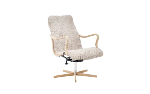 Chic Wood Låg Fåtölj Fårskinn