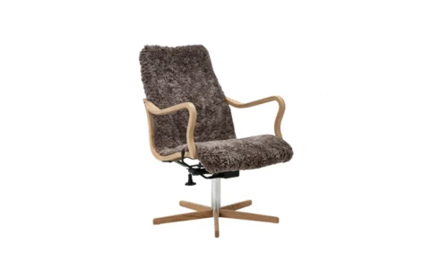 Chic Wood Låg Fåtölj Fårskinn