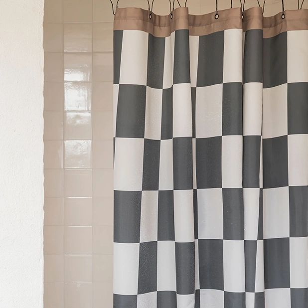 Retro Duschdraperi Dark Grey